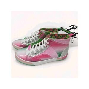 Ground Up Wicked Womens Size 10 High Top Sneakers Green Pink Glitter NWT